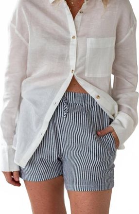 Onia Elastic Drawstring Shorts In Deep Navy/white