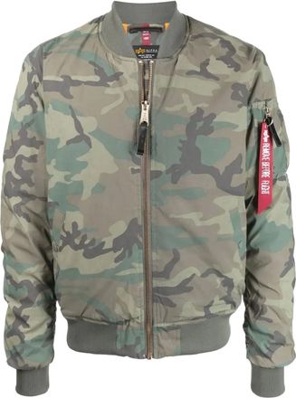 Alpha Industries Bomber con stampa camouflage - Verde