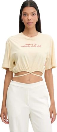 Pinko Caldes T-shirt - Dames - T-shirts - Geel - L - Katoen - Tops