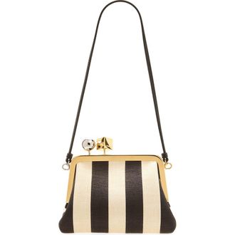 Jacquemus Le Berlingot Stripe Frame Shoulder Bag in Natural /Black 1Fy at Nordstrom