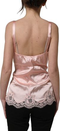 Dolce & Gabbana Womens Light Pink Floral Lace Lingerie Underwear Top Cotton Elastane Nylon Silk