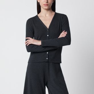 The Row Cardigan Cresp in cotone a coste grigio antracite