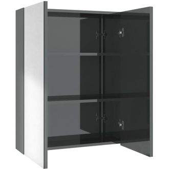 vidaXL Armario De Espejo De Ba&ntilde;o Mdf Gris Brillante 60x15x75 Cm Vidaxl