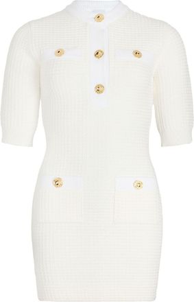 Patou waffle-knit cotton mini dress - White