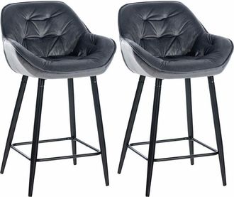 Clp Set di 2 sgabelli da bar Gibson in velluto con altezza seduta 76 cm grigio scuro