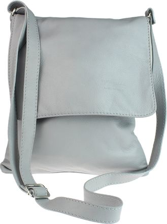 Girly HandBags Womens Genuine Soft Leather Italian Cross Body Messenger Bag Vera Plelle Shoulder Bag Flap Zipper - Light Grey
