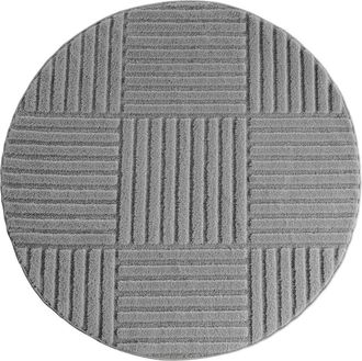 Nazar Rugs Teppich mit geometrischem Relief grau-rund D200 cm