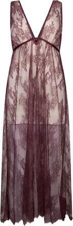 Liu Jo Abito midi Chantilly con scollo a V - Marrone