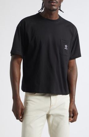 Versace Embroidered Cotton Jersey Pocket T-Shirt in Black at Nordstrom, Size Xx-Large