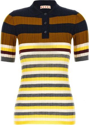 Marni Multicolor Ribbed wool polo shirt