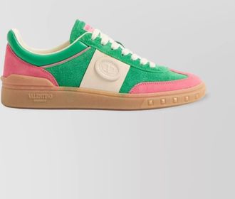 Valentino Garavani luxe suede sneakers panelled stripe detail