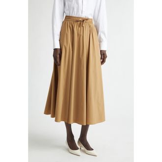 Herno Pleated Stretch Nylon Midi Skirt in 2157 Camel at Nordstrom, Size 12 Us