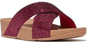 FitFlop Lulu Glitterball Platform Wedge Slide Sandal in Metallic Wild Raspberry at Nordstrom Rack, Size 11