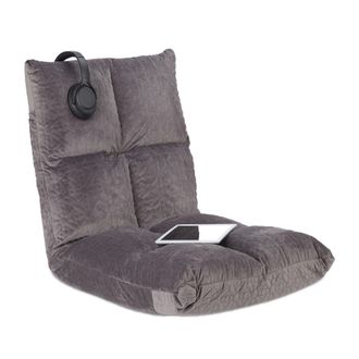 Relaxdays Relaxdays - Silla De Suelo, Respaldo Ajustable, Sill&oacute;n Japon&eacute;s, 6 Posiciones, Tapizada, Acolchada, 58 X 50 X 55 Cm, Gris