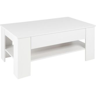 ML Design ML-Design Tavolino da Caff&egrave; con 1 Cassetto e Ripiano 110 &times; 65 &times; 48 cm Truciolato Bianco Rivestito in Melamina Tavolo Moderno da Soggiorno per Divano