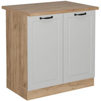 Vicco Armario Bajo Para Fregadero R-line, Blanco Casa De Campo, 80 Cm, Et Roble