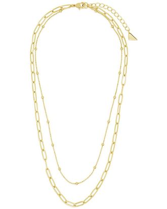 Sterling Forever 14K Plated Leah Paperclip Layered Chain Necklace
