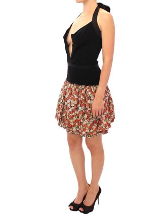 Dolce & Gabbana Floral Bubble Halterneck Dress - Black