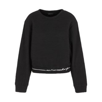 A|X Armani Exchange Gestreept sweatshirt met capuchon - Dames - Ronde hals truien - Zwart - XS - Katoen - Truien & Vesten