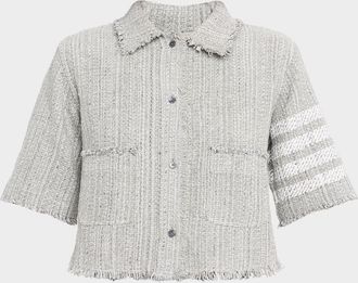 Thom Browne Woven Tweed Cropped Shirt Jacket