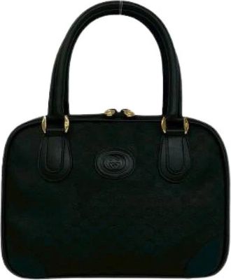 Gucci Pre-owned Micro GG Logo Canvas Leren Handtas - Dames - Vintage Handtas - Zwart - ONE Size - Leer - Vintage