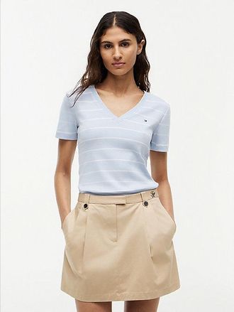 Tommy Hilfiger Flag Embroidery Slim V-Neck T-Shirt