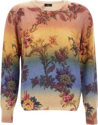 Etro Truien & Vesten, Dames, Veelkleurig, 4Xl, Wol, Bloemenprint Wol Trui