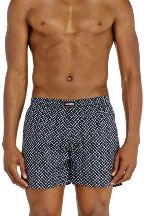 Diesel Three-pack cotton boxers solid and all-over DSL print - Boxer briefs - Man - Blue