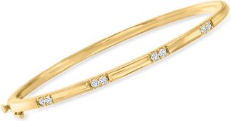 Ross-Simons Diamond Station Bangle Bracelet in 18kt Gold Over Sterling