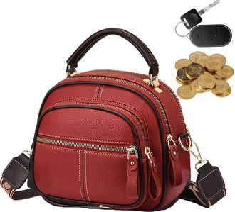Generic Leather Crossb&oacute;dy Bag - Multifunctional Adjustable PU Leather Shoulder Bag, Compartmentalized Womens Handbag with Wide Adjustable Strap, Fashionable S