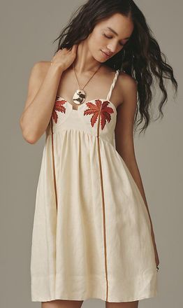 Farm Rio Linen Babydoll Mini Swing Dress