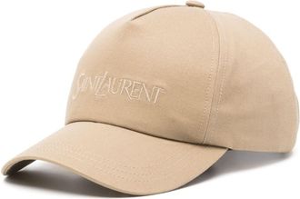 Saint Laurent logo-embroidered baseball cap - unisex - Linen/Flax - 59 - Neutrals