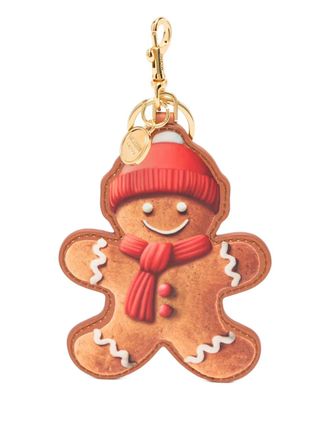 Moschino gingerbread-print keyring - unisex - Metal/Polyester - One Size - Brown