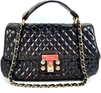 Chanel Black Leather Handbag Shoulder Bag Tote Bag (Pre-Owned)