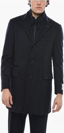 Corneliani CC COLLECTION Wool and Cashmere Coat with Removable Chest-Pi size 52