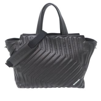 Balenciaga Black Leather Shoulder Bag Tote Bag (Pre-Owned)