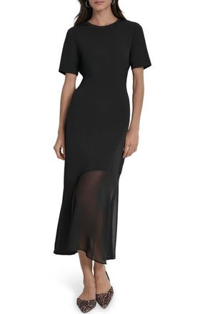 DKNY Mixed Media Maxi Dress in Black at Nordstrom, Size X-Large
