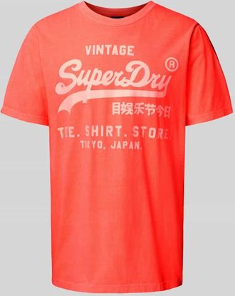 Superdry T-Shirt mit Label-Print Modell Neon in Neon Rot, Größe XL