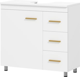HOMCOM Homcom Mobile Bagno Sottolavabo Con Armadietto, 3 Cassetti E Soft Close, Bianco
