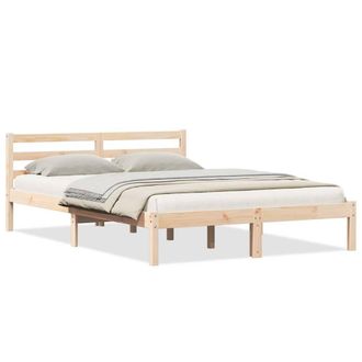 Berkfield Home Modern Bed Frame with Headboard 140x220 cm Solid Wood Pine in Light Tan