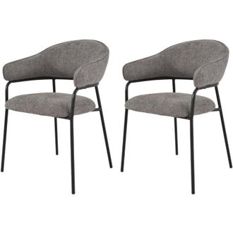 Mobili Rebecca Mobili Rebecca - Sillas Rebecca Mobili Jatoba 82,5x57x56,5 Tela De Poli&eacute;ster Acero Gris Negro Moderno Conjunto 2 Piez