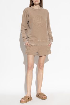 Fendi Sweatshirt With Embossed Logo, Womens, Beige