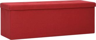 vidaXL Vidaxl - Banco De Almacenamiento Plegable Lino Sint&eacute;tico Rojo Vino Tinto