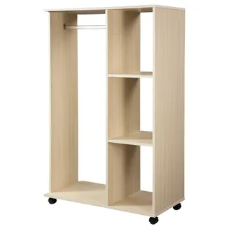 HOMCOM Homcom - Stand Appendiabiti Con 3 Ripiani 4 Ruote Guardaroba Per Vestiti In Legno