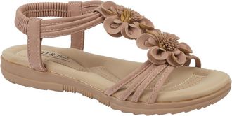 Jo & Joe Womens Floral Cushioned Sandals Ladies Comfortable Holiday Sandals Pink 6