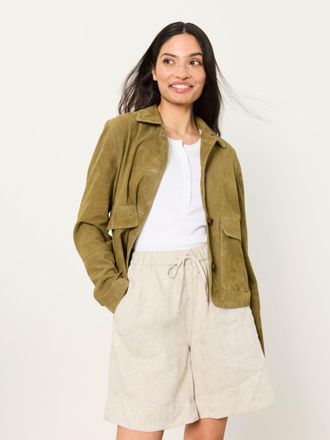 Fat Face FatFace Eliza Green Suede Regular Jacket