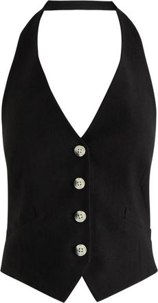 Veronica Beard Arabella Linen-blend top - Black - 10 (UK14 / L)