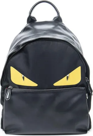 Fendi Pre-owned Womens Monster Eyes Backpack - Black - One Size