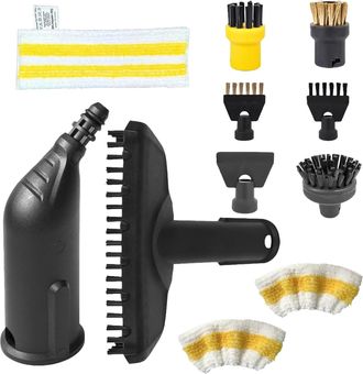 OEM Juego De Accesorios De 11 Piezas Compatible Con Limpiadores A Vapor K&auml;rcher, Que Incluye Cepillo Redondo, Cepillo Para Juntas, Cepillo Redondo, Cepill