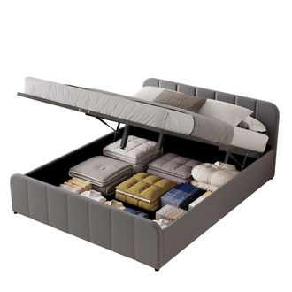 Concept Usine Cama con canap&eacute; abatible 160 x 200 cm en terciopelo gris